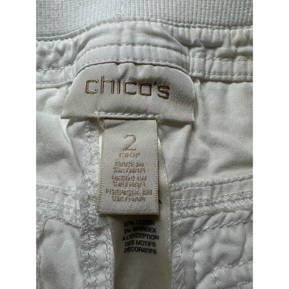 Chico’s White Cargo Capri's Pants Women’s Size 2 Crop US 12 Cotton Stretch - Picture 5 of 7